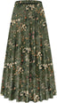CYiNu Women's Chiffon Elastic High Waist Tiered Pleated Floral Printed A-Line Boho Long Maxi Skirts
