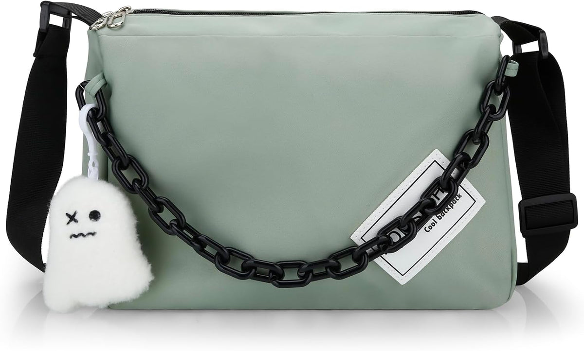 Black & White Checkered Crossbody Messenger Bag