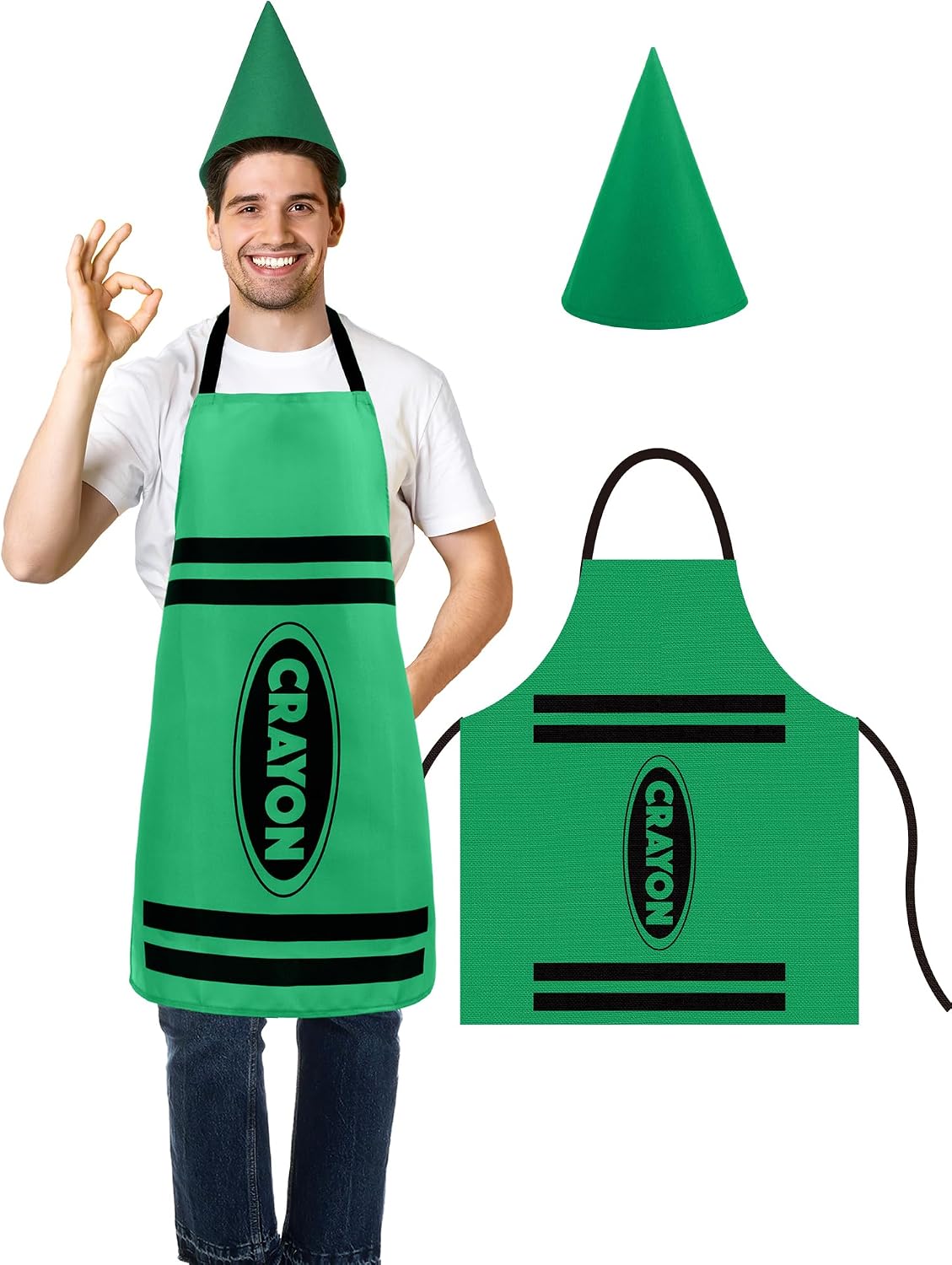 Teenyyou Crayon Costume with Apron and Cone Hat Adult