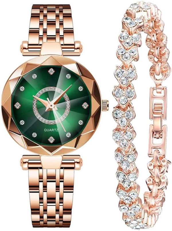 Women Watches with Bracelet Rose Gold for Lady Elegant Stainless Steel
