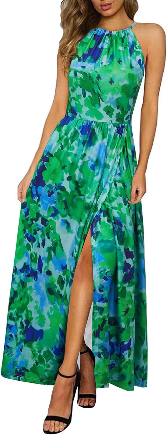 KILIG Women's Summer Floral Beach Flowy Split Maxi Long Dresses