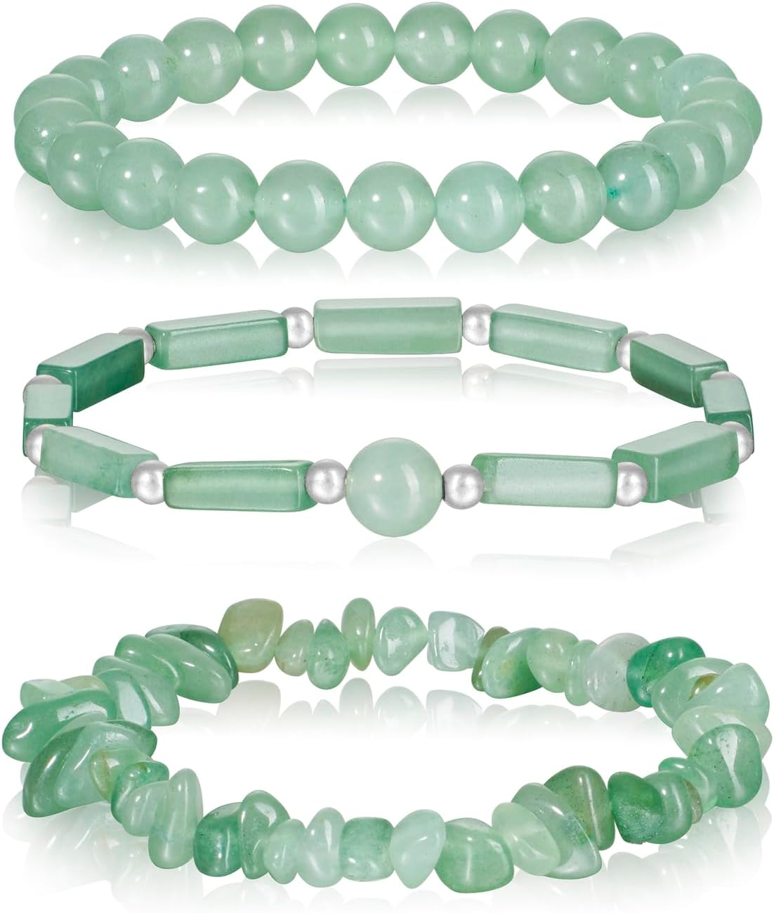 3Pcs Natural Stone Bracelets for Women 8mm Crystal Beaded Bracelets Handmade Stretch Bracelet Healing Crystal Jewelry for Women