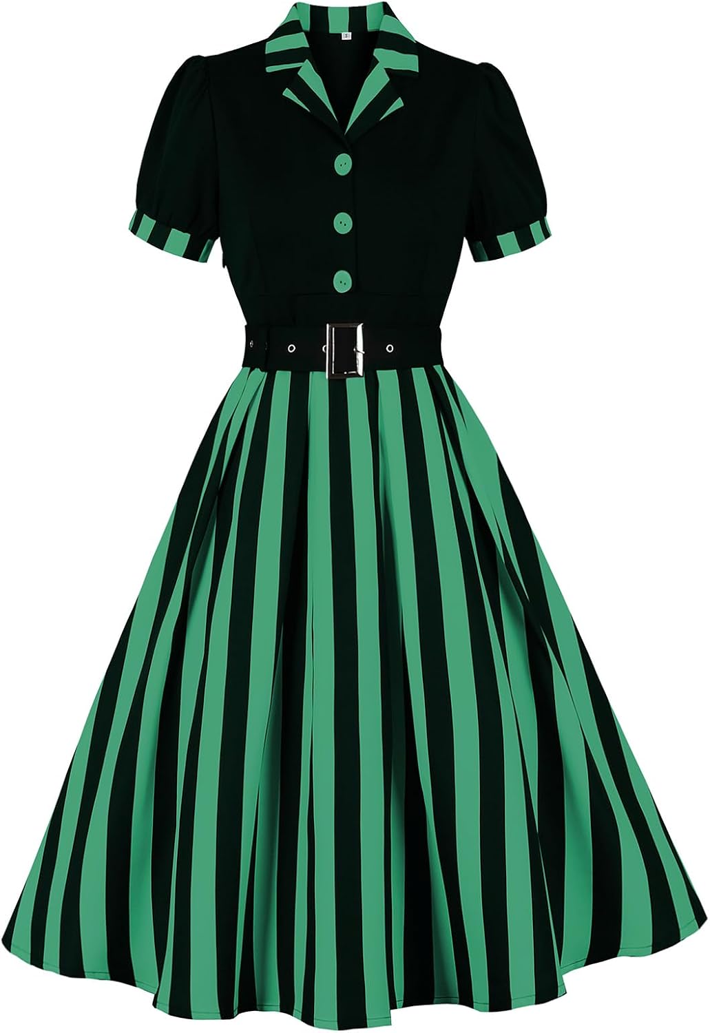 1950s Retro Polka Dot & Stripe Swing Cocktail Dress
