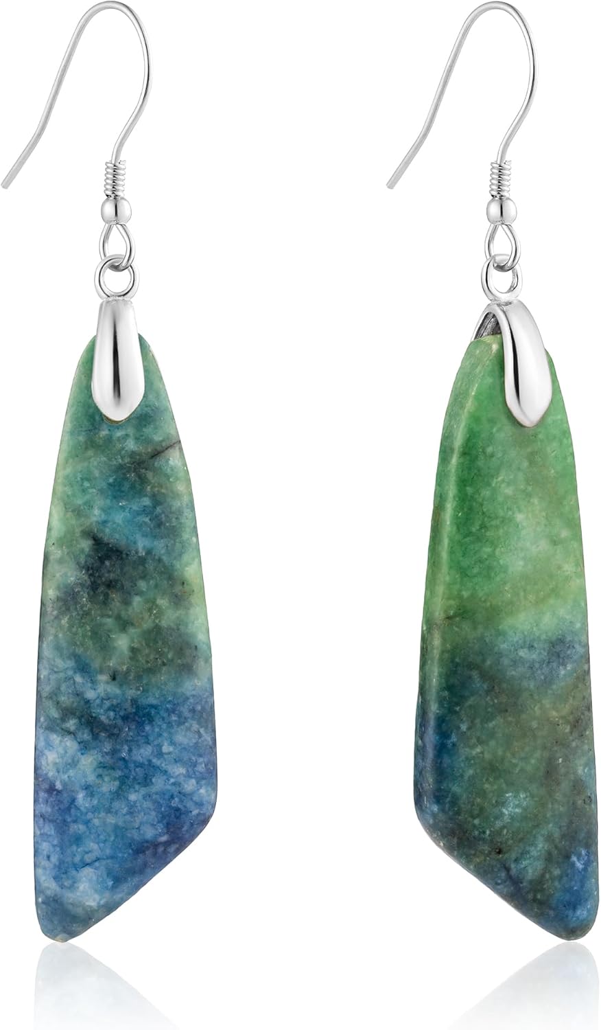 Jasper Stone Fishhook Drop Earrings