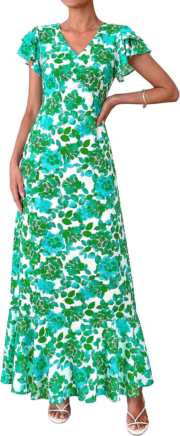 PRETTYGARDEN Womens Summer Boho Floral Maxi Dress