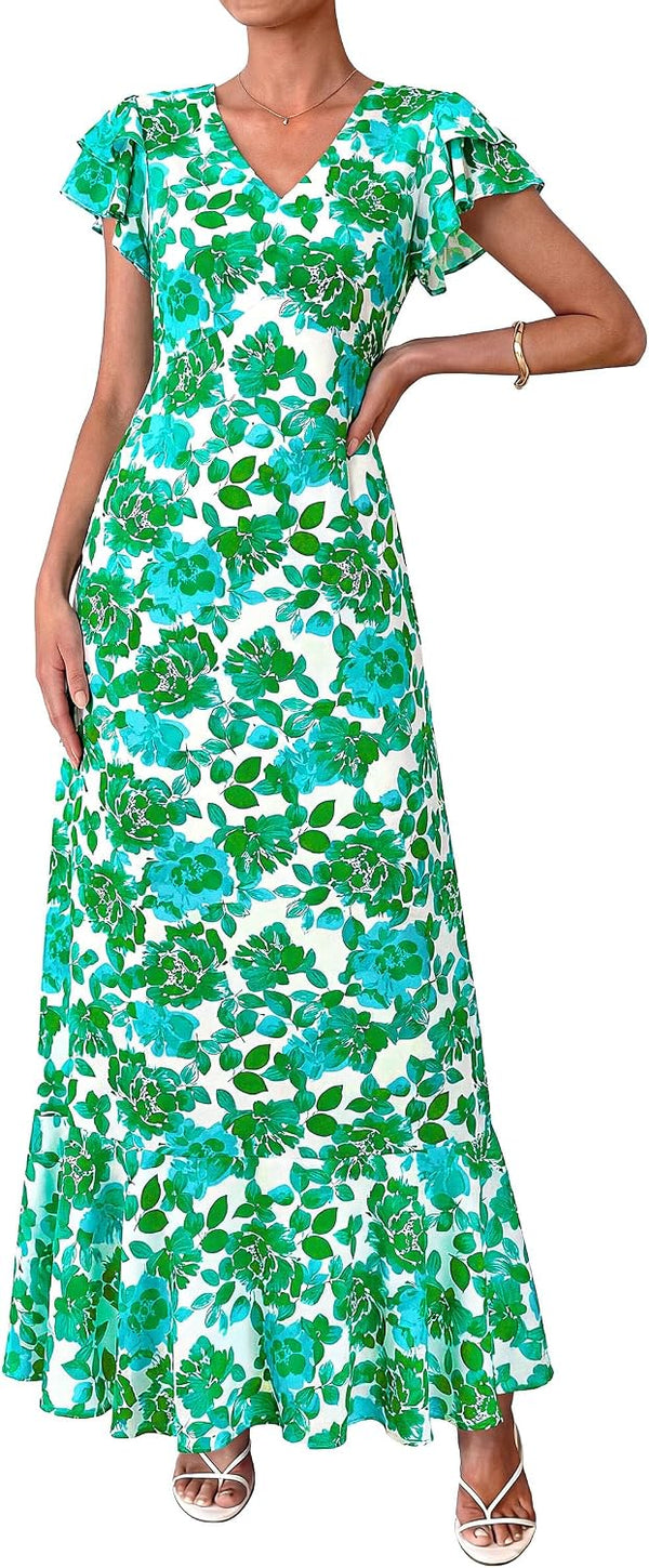 PRETTYGARDEN Womens Summer Boho Floral Maxi Dress