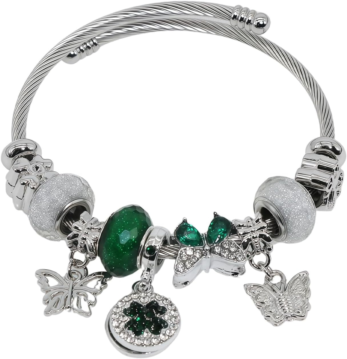Charm Bracelets for Womens,Exquisite Cute Cartoon Friendship Silver Bracelets Stainless Steel Bangle, Womens Jewelry Suitable for Holiday Gifts and Birthday Gifts