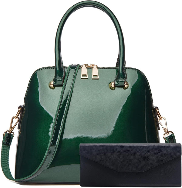 Patent Leather Dome Satchel Purse