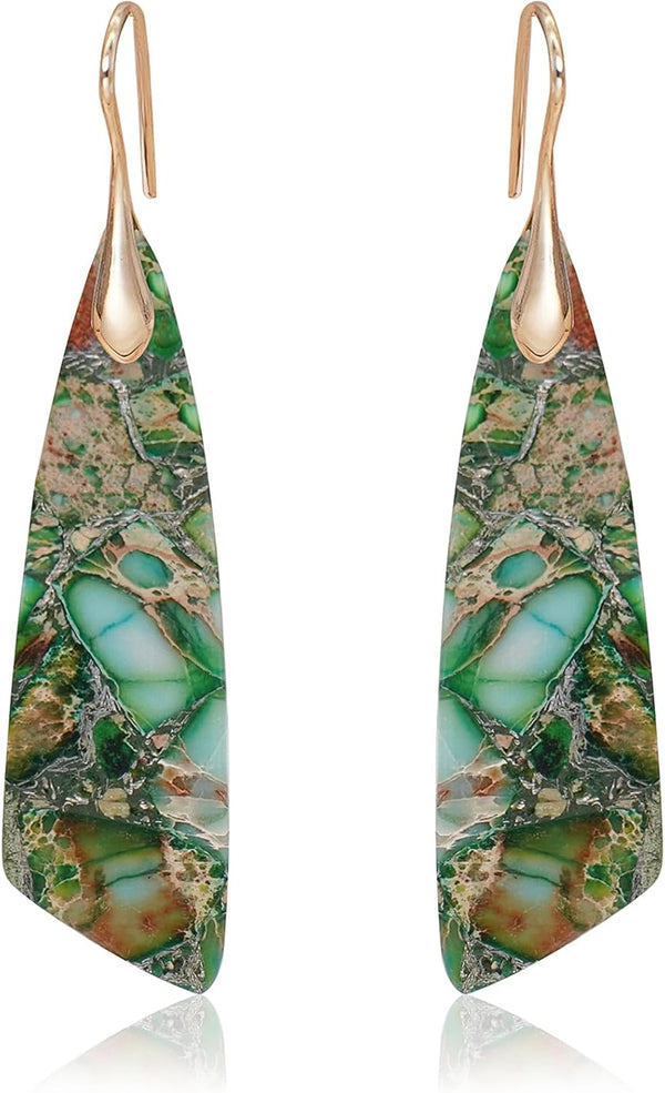 Natural Stone Triangle Boho Dangle Earrings