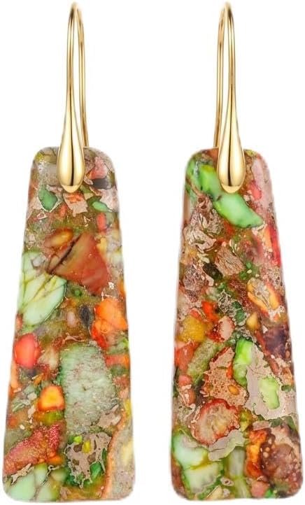 Chalcedony Stone Copper Teardrop Drop Earrings