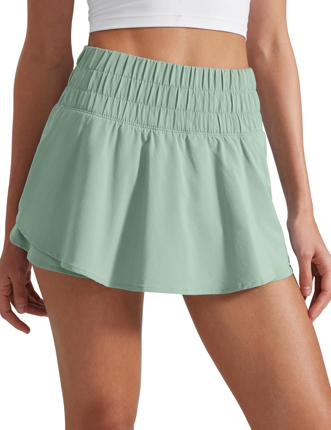 CRZ YOGA Ruffle Skirt Overlay Athletic Shorts