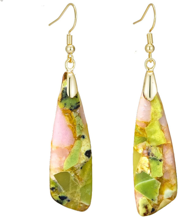 Natural Stone Long Drop Boho Earrings