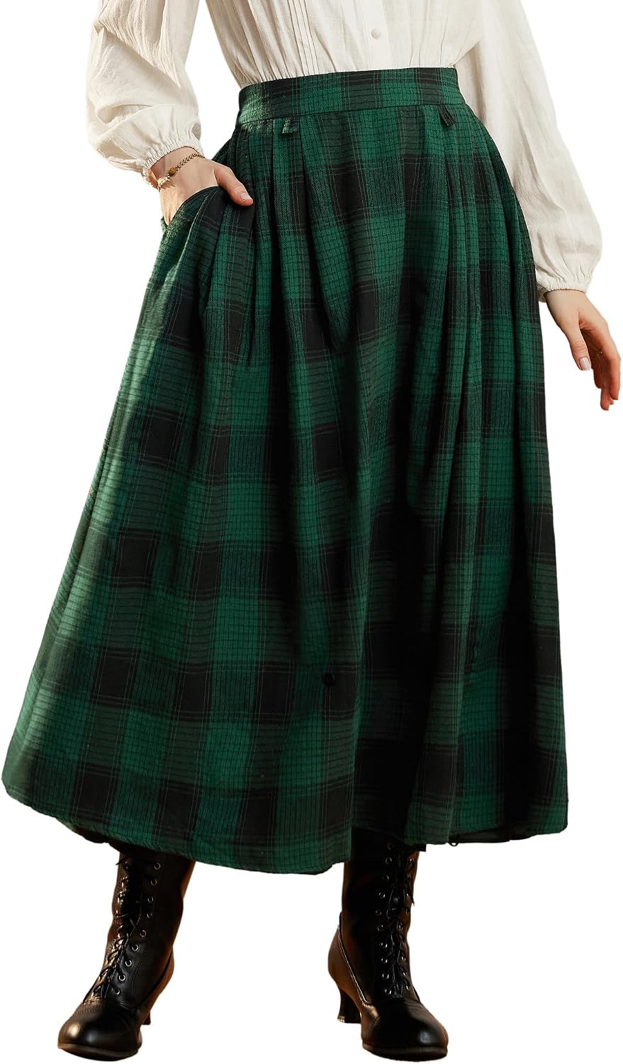 Scarlet Darkness Plaid Skirts for Women High Waist Layered Long Skirt
