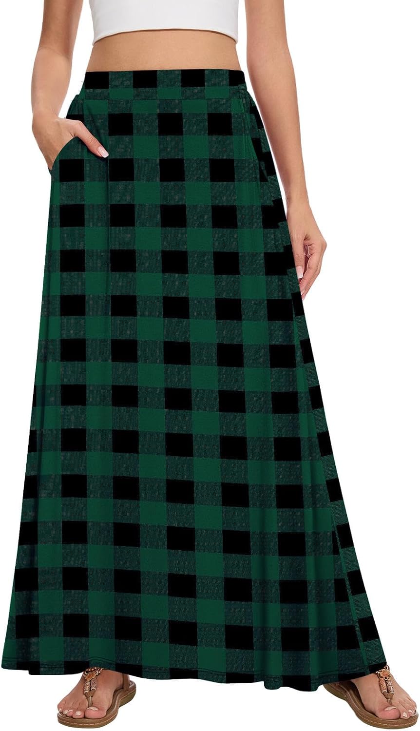 Womens Maxi Skirt Long Flowy Summer A-Line High Waist Skirts