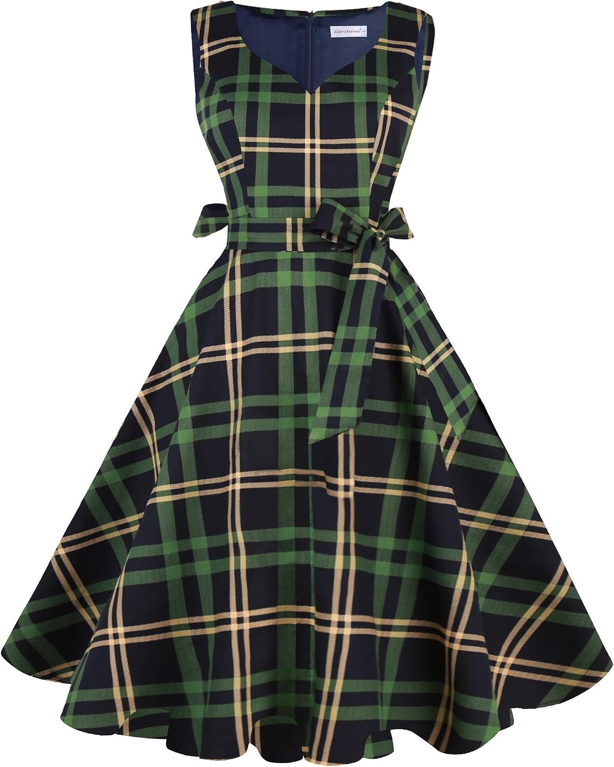 Girstunm 1950s Sleeveless Tea Party Swing Pockets Dress