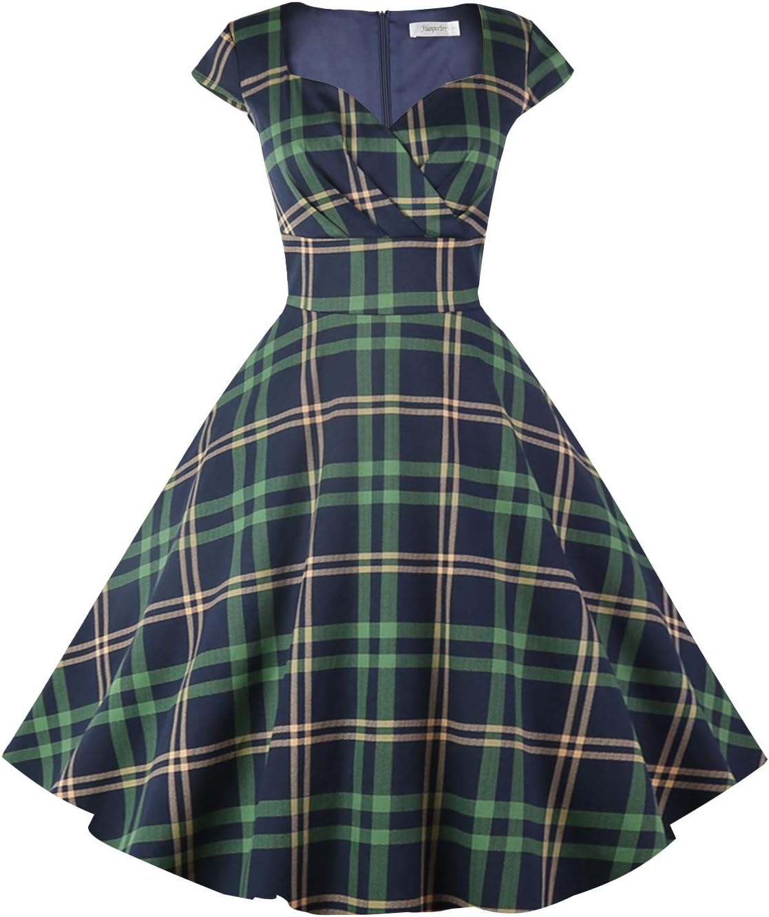 Women's Cap Sleeve 1950s Retro Vintage Cocktail Swing Dresses with Pocket