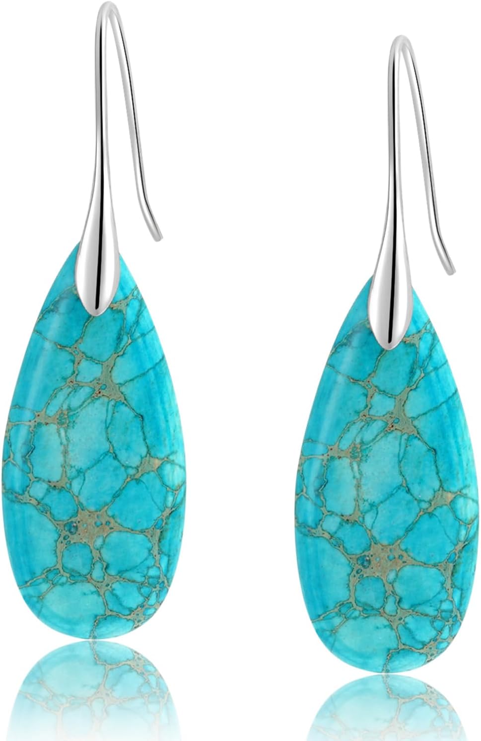 Natural Healing Stone Fishhoop Dangle Drop Earrings Statement Gold silver earrings