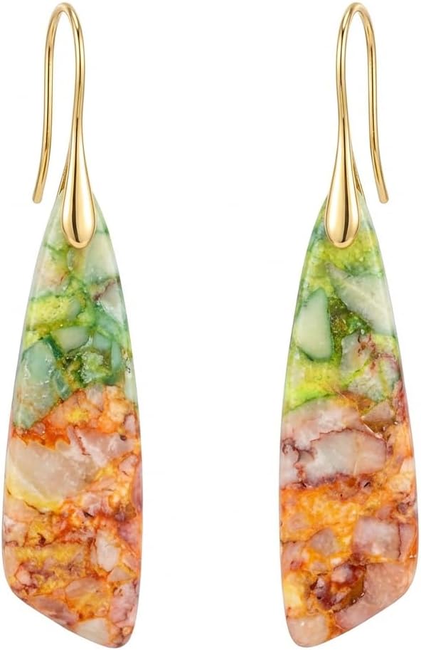 Chalcedony Crystal Teardrop Copper Hook Earrings