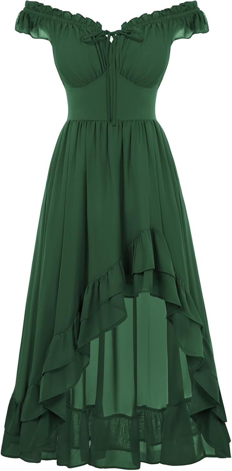 Scarlet Darkness Renaissance Corset Dress Off Shoulder Chiffon Sundress