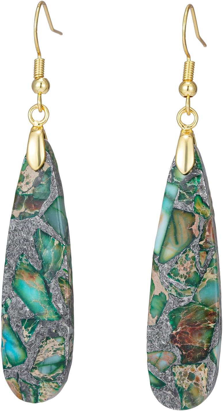 Natural Stone Long Drop Boho Earrings