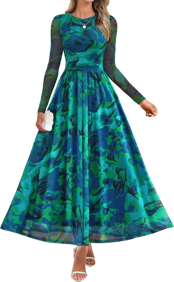 ZESICA Women's Fall Long Sleeve Wedding Guest Dresses