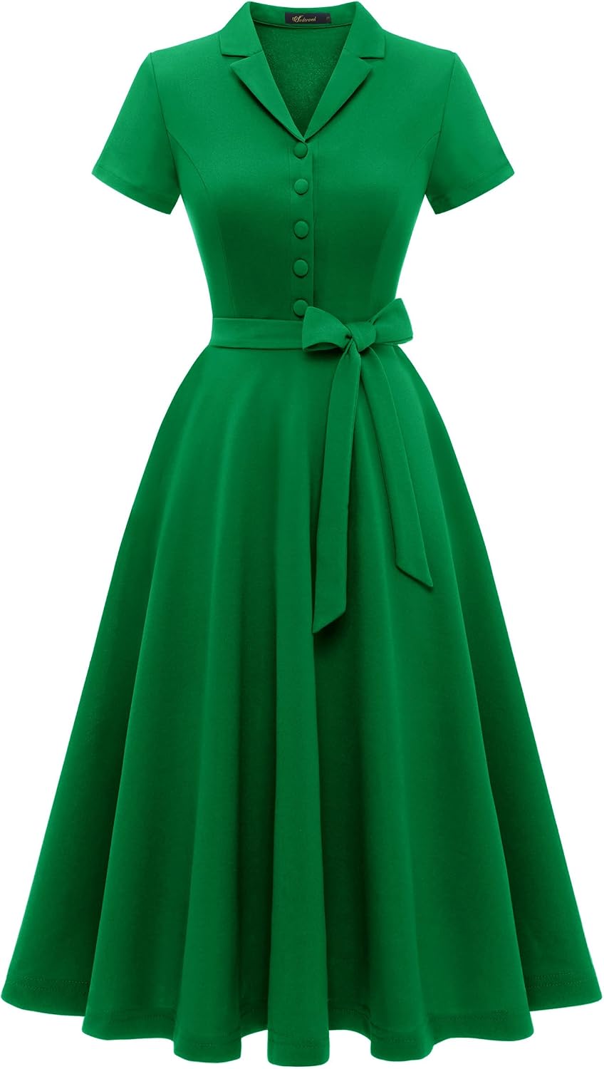 Wedtrend Women's Vintage Tea Dress, Short Sleeve Cocktail Party Dress Work Church Casual Dress