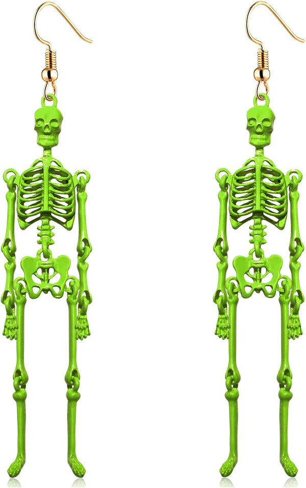 Halloween Skeleton Earrings Spooky Skull Skeleton Dangle Earrings for Women Costume Dress Up Ghost Earrings Halloween Outfits Jewelry Accessories Gifts