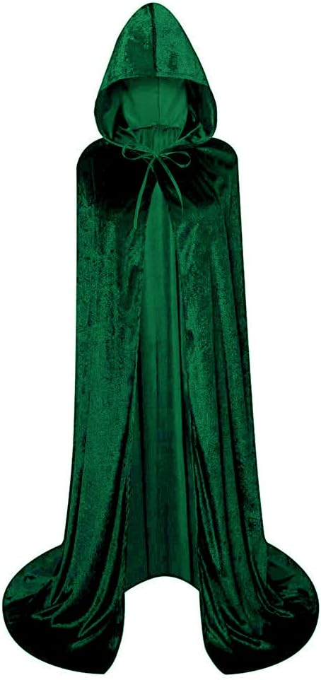 LHJ Unisex Full Length Hooded Robe Cloak Long Velvet Cape Cosplay Costume