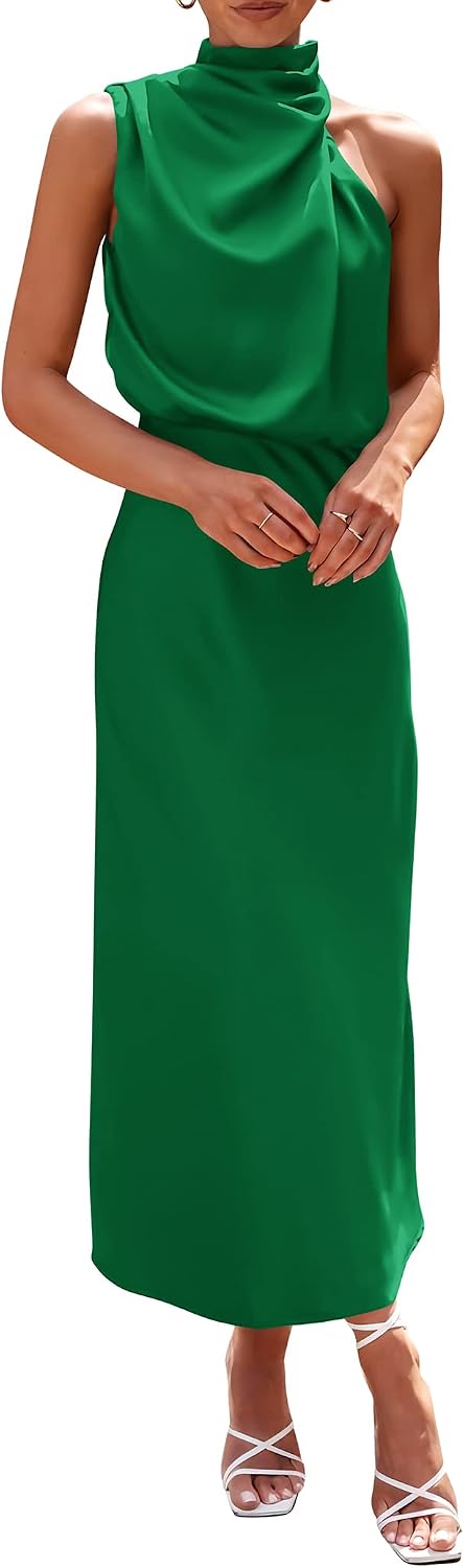 PRETTYGARDEN Women's Summer Satin Maxi Cocktail Dress