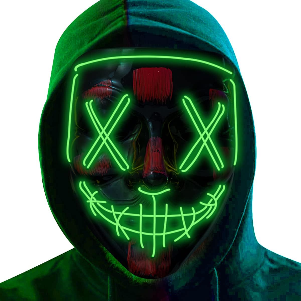 Poptrend Halloween Mask LED Light up Mask Scary mask for Festival Cosplay Halloween Costume Masquerade Parties,Carnival,Gift (2 PACK-B)