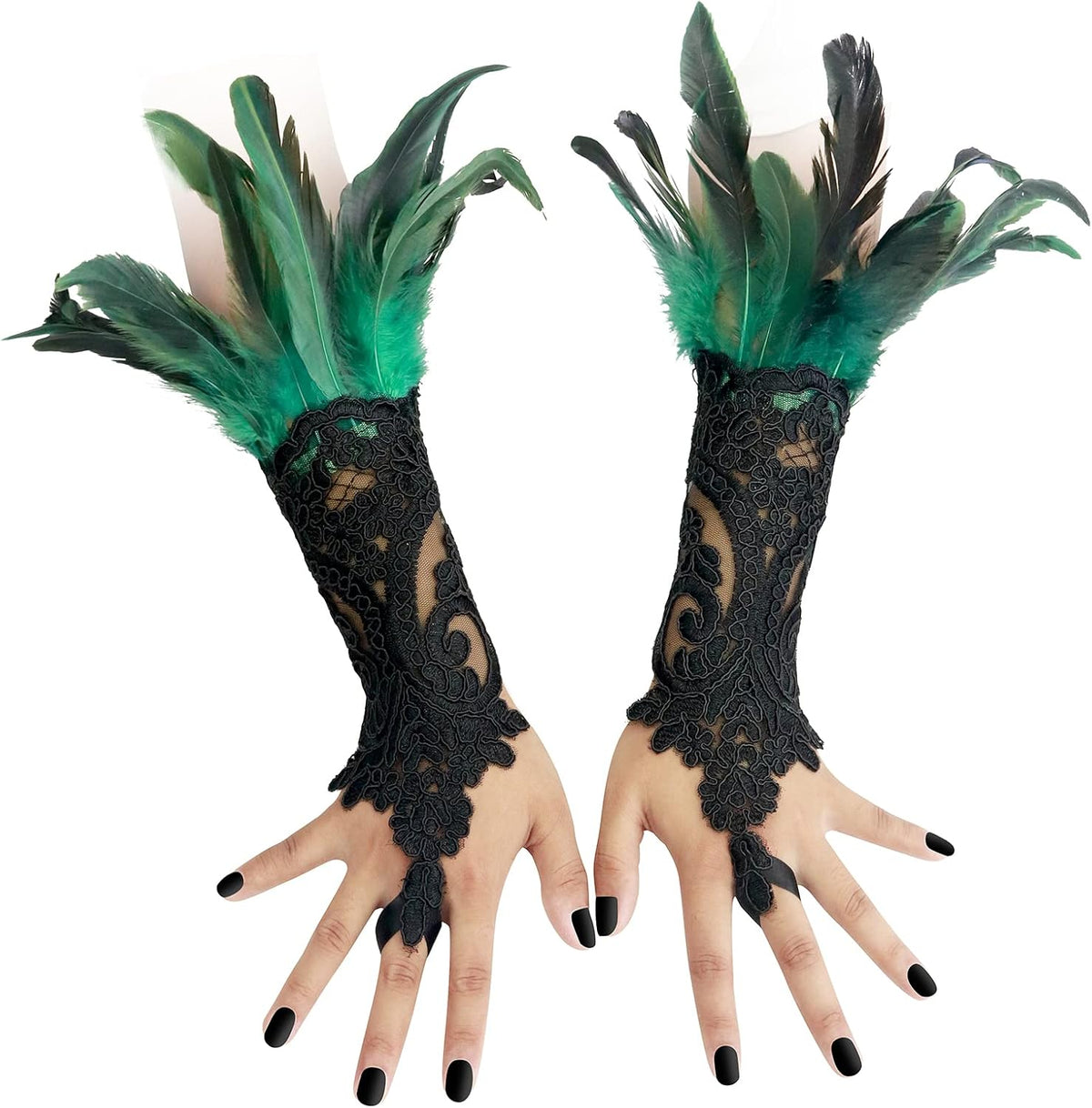 Feather Gloves Women Costume Wrist Cuffs