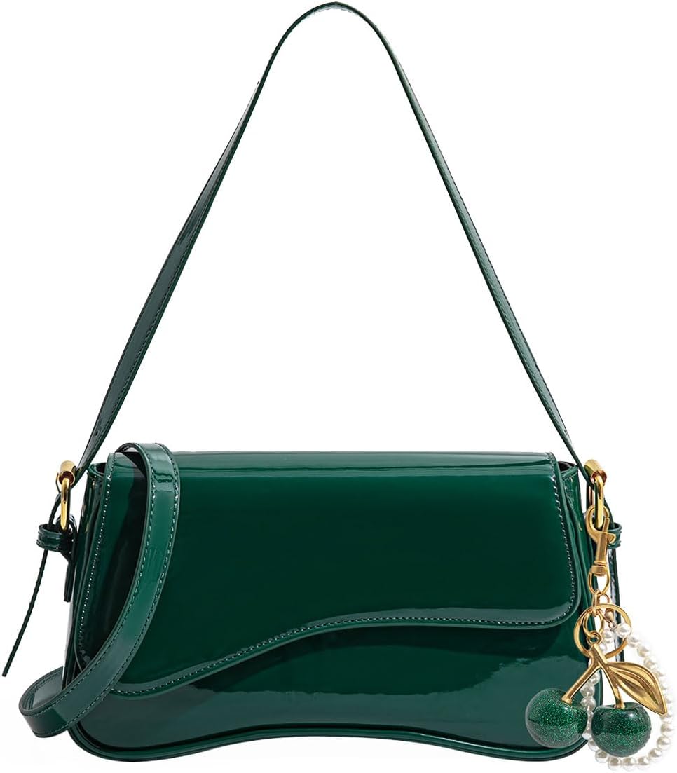 Purse for Women — Hobo Crossbody/Shoulder Bag with Cherry Pendant, Classic Retro Y2K, Detachable Straps