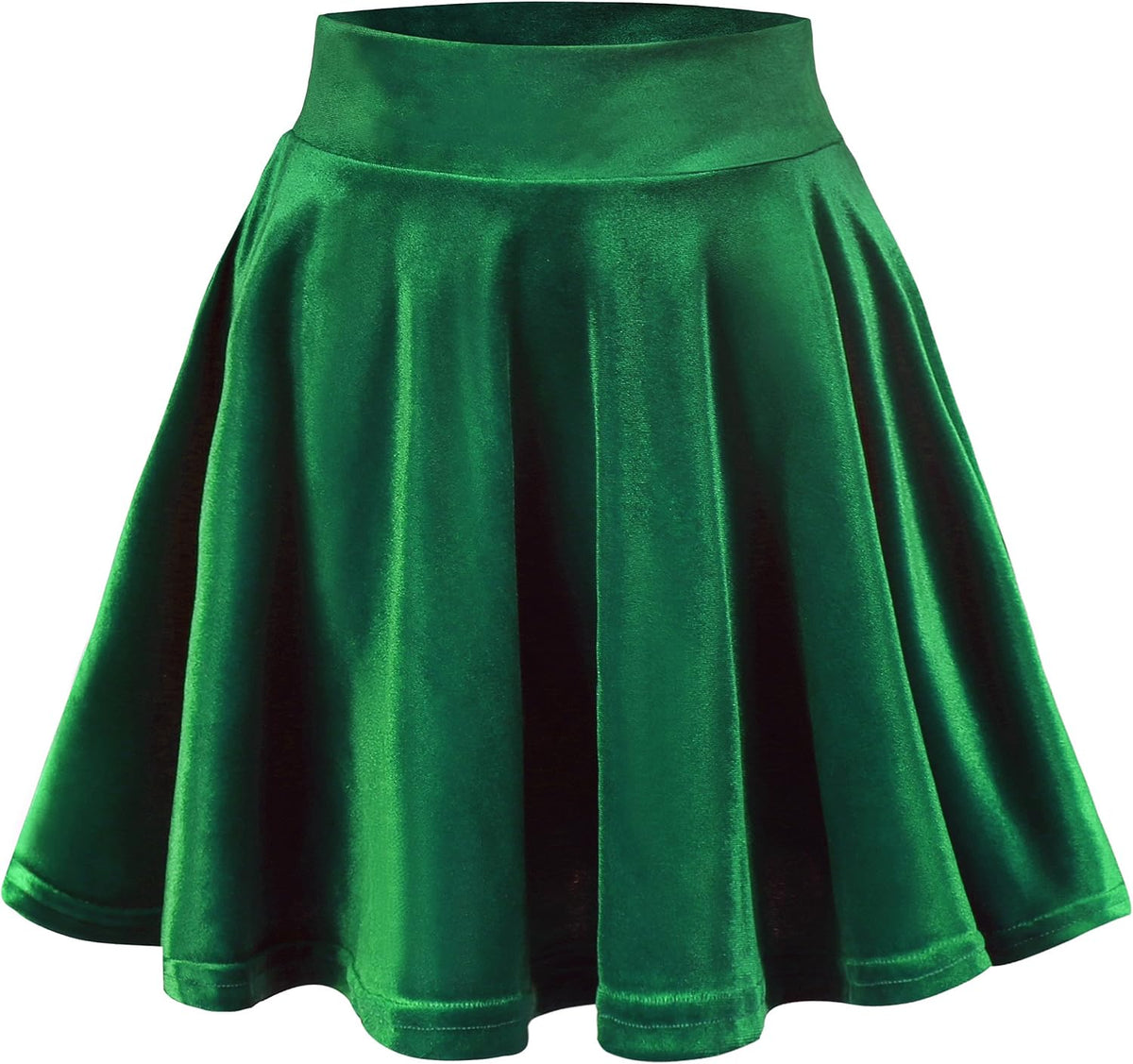 Urban CoCo Women's Crushed Velvet Mini Skater Skirt Pleated Stretchy A-Line