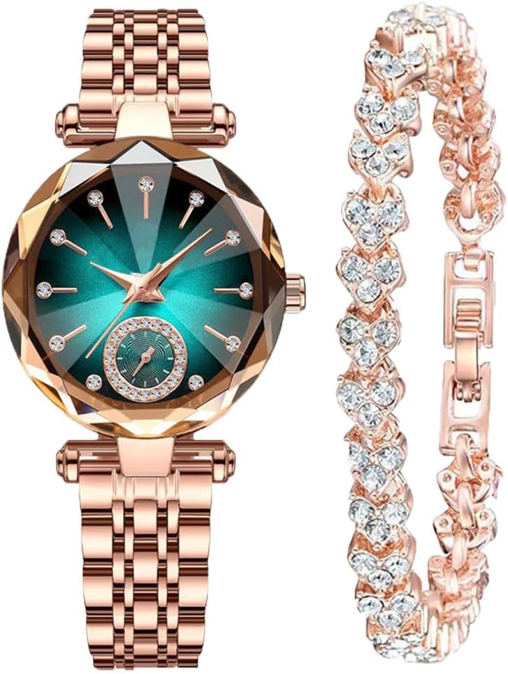 Women Watches with Bracelet Rose Gold for Lady Elegant Stainless Steel