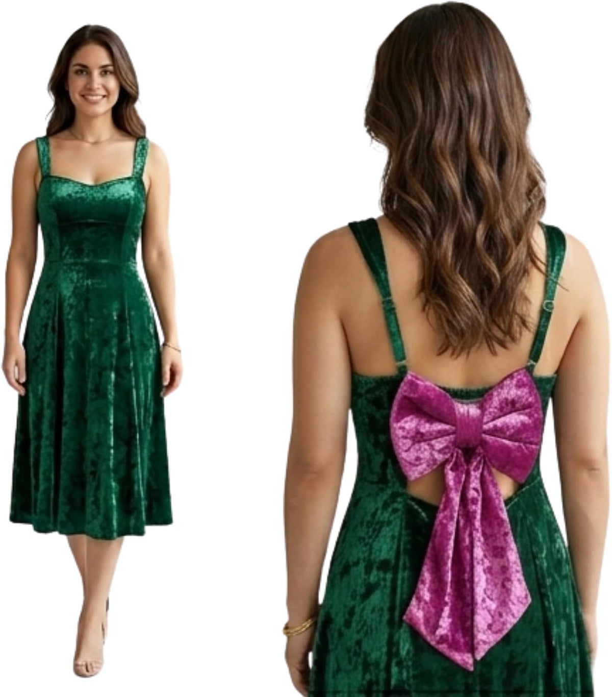Elegant Classy Crushed Velvet Sleeveless Dress with Bow tie and Adustable Straps Short Formal Dress
