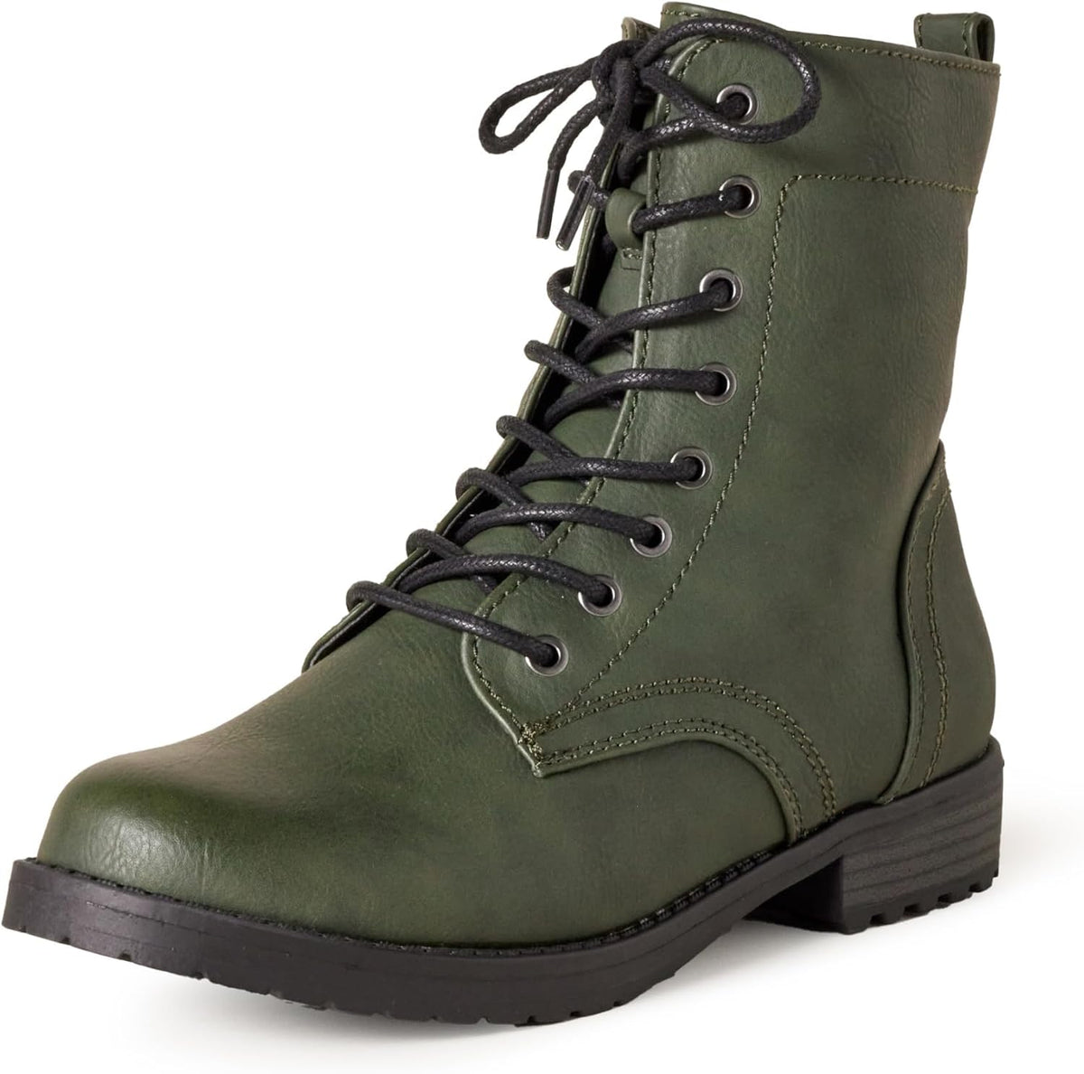 Amazon Essentials Women's Lace-Up Combat Ankle Boots with Side Zipper, Lug Sole