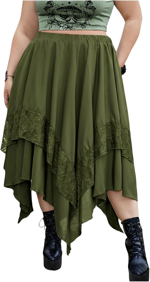 Verdusa Women's Renaissance Flowy Lace Asymmetrical Skirt Whimsical Clothes
