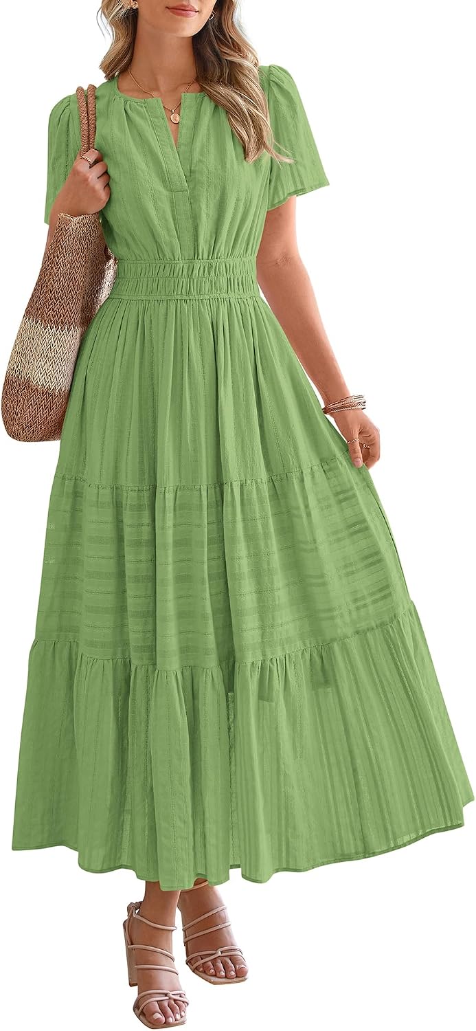 BTFBM Womens Summer 2026 Casual Maxi Dresses Lightweight Short Sleeve Dress