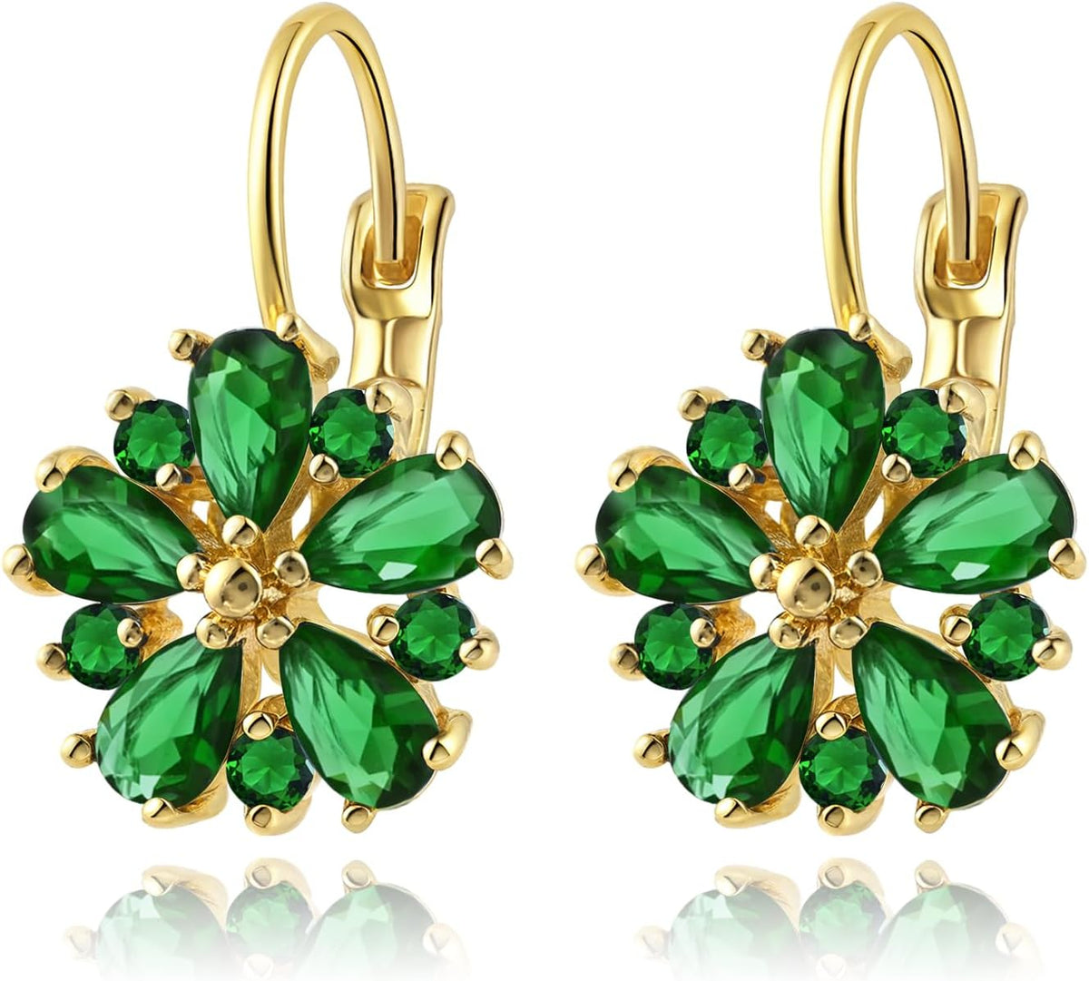Vintage 14K Gold Plated Flower Birthstone Earrings
