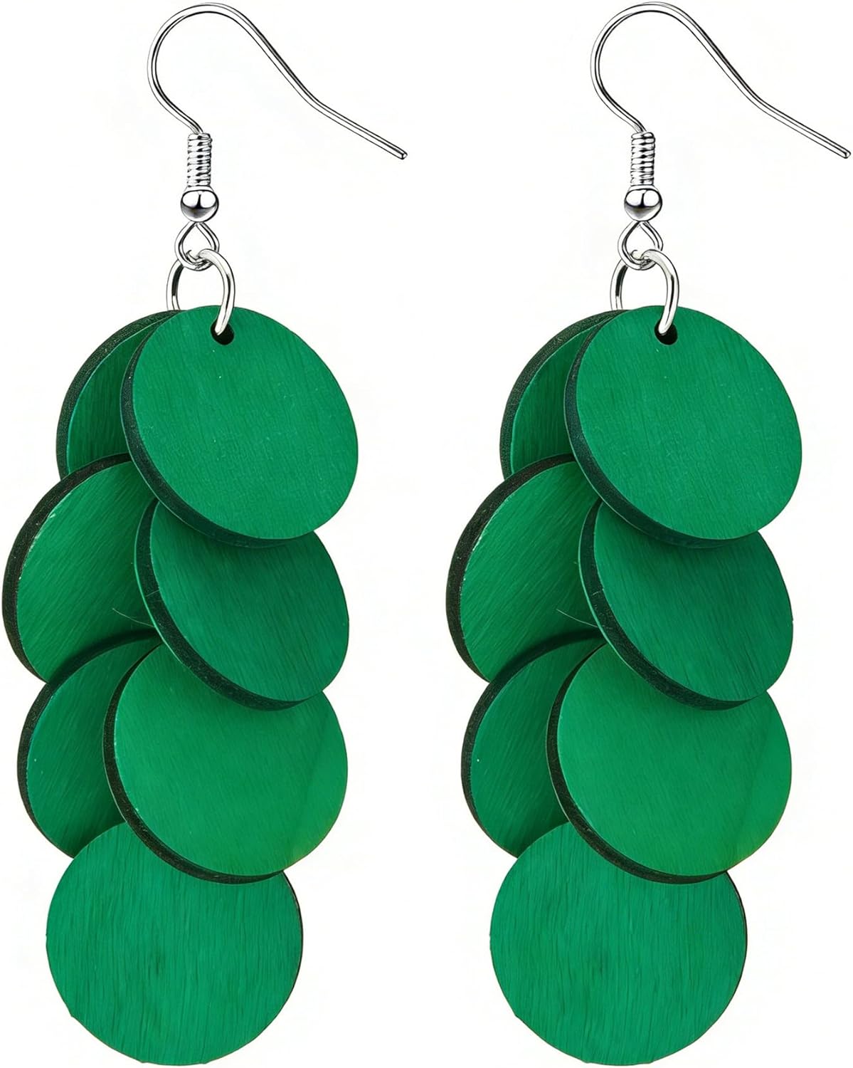 Bohemian Wooden Layered Disc Dangle Earrings
