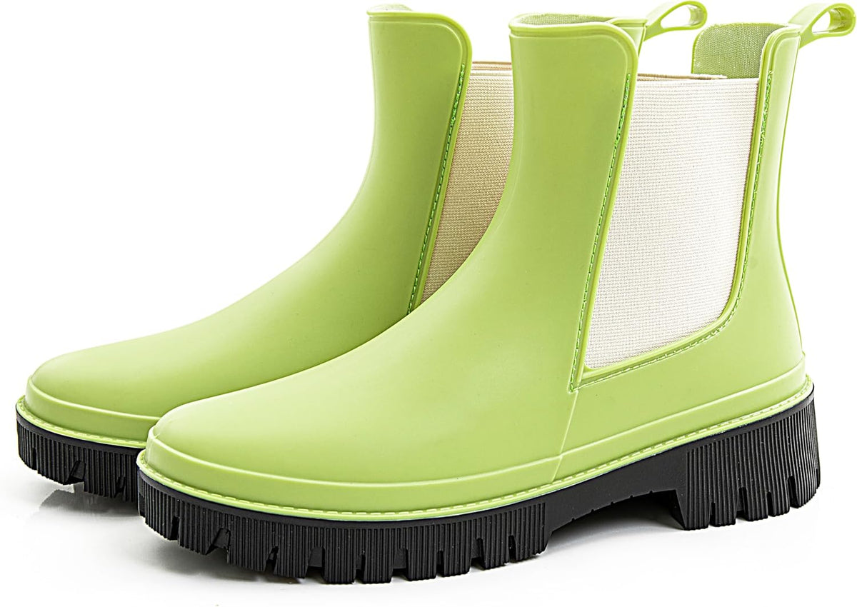 Women's Short Rain Boots Waterproof Chelsea Rain Boots For