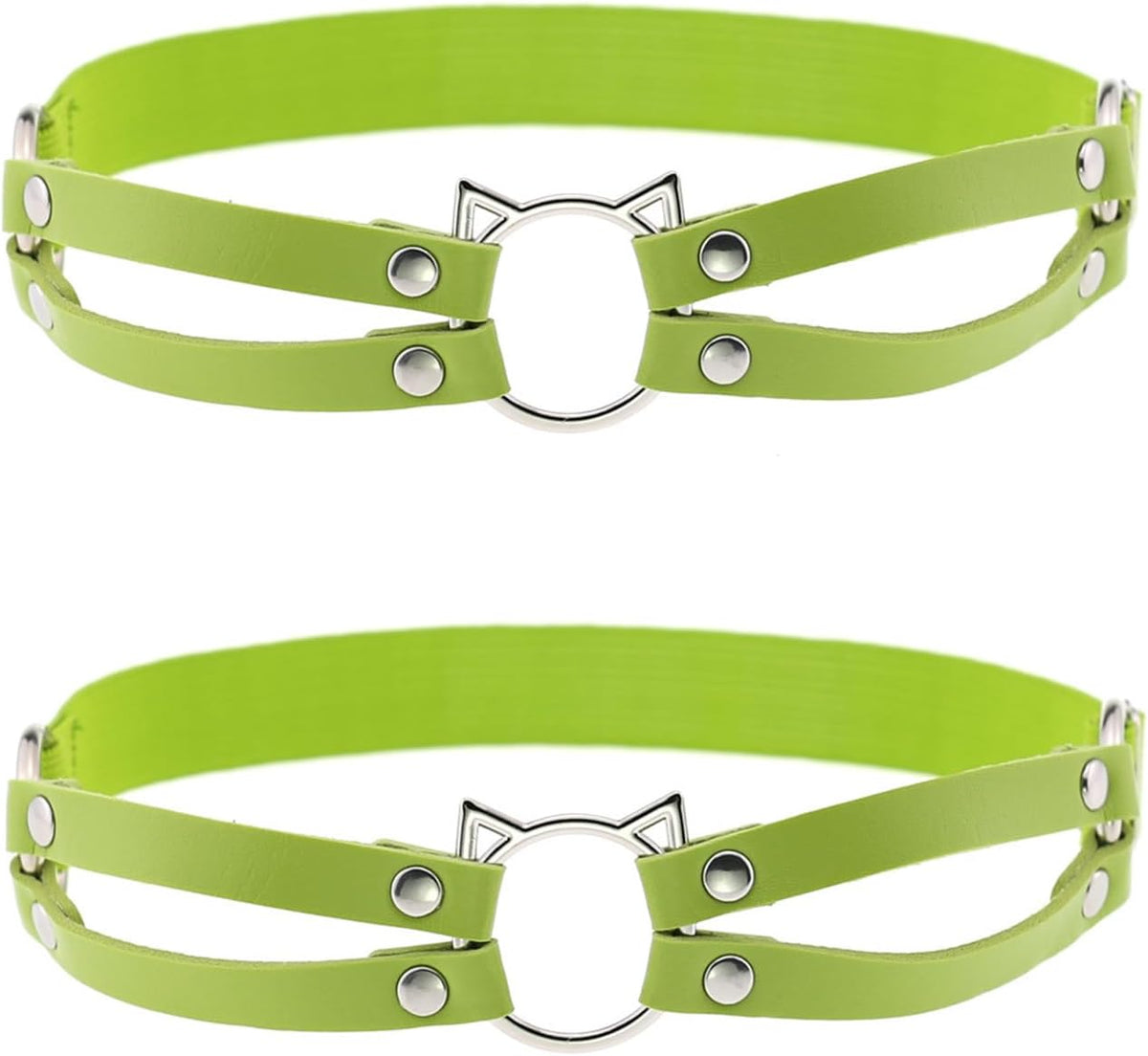 2pcs Adjustable Faux Leather Leg Garter, Elastic Punk Thigh Straps for Ladies