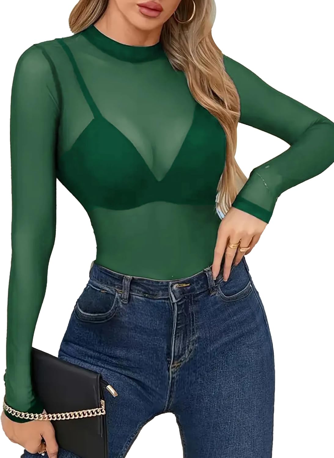 Avidlove Mesh Top for Women See Through Shirt Sheer Blouse Clubwear XS-3XL