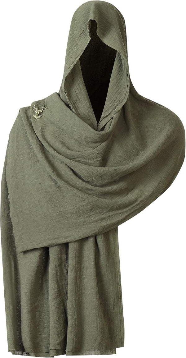 Berenlu Renaissance Hooded Cowl for Men, Medieval Costume Shawl