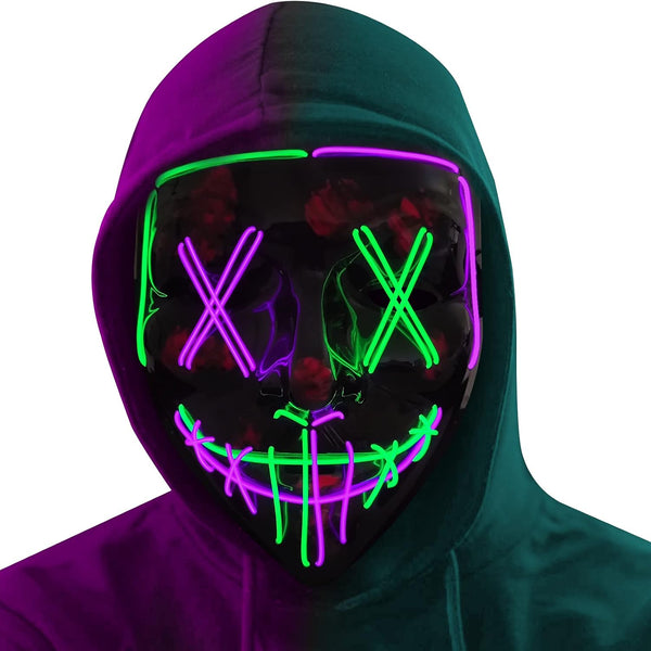 Poptrend Halloween Mask LED Light up Mask Scary mask for Festival Cosplay Halloween Costume Masquerade Parties,Carnival,Gift (2 PACK-B)