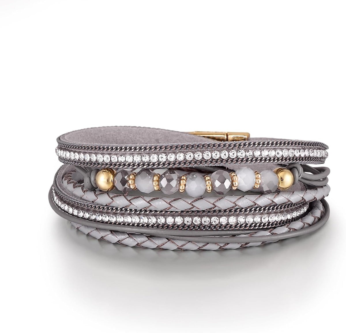 Edoneery Leather Wrap Bracelets for Women, Boho Layered Cuff Bangle
