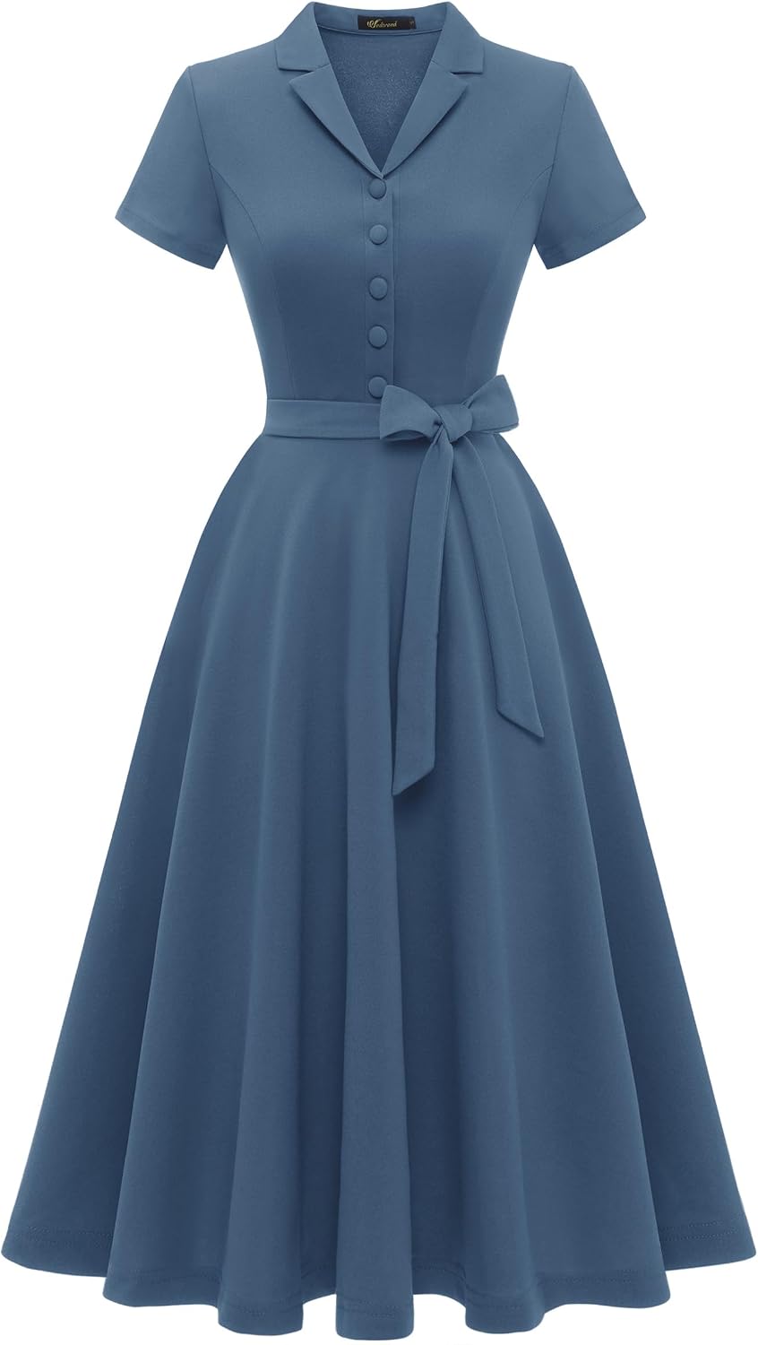Wedtrend Women's Vintage Tea Dress, Short Sleeve Cocktail Party Dress Work Church Casual Dress