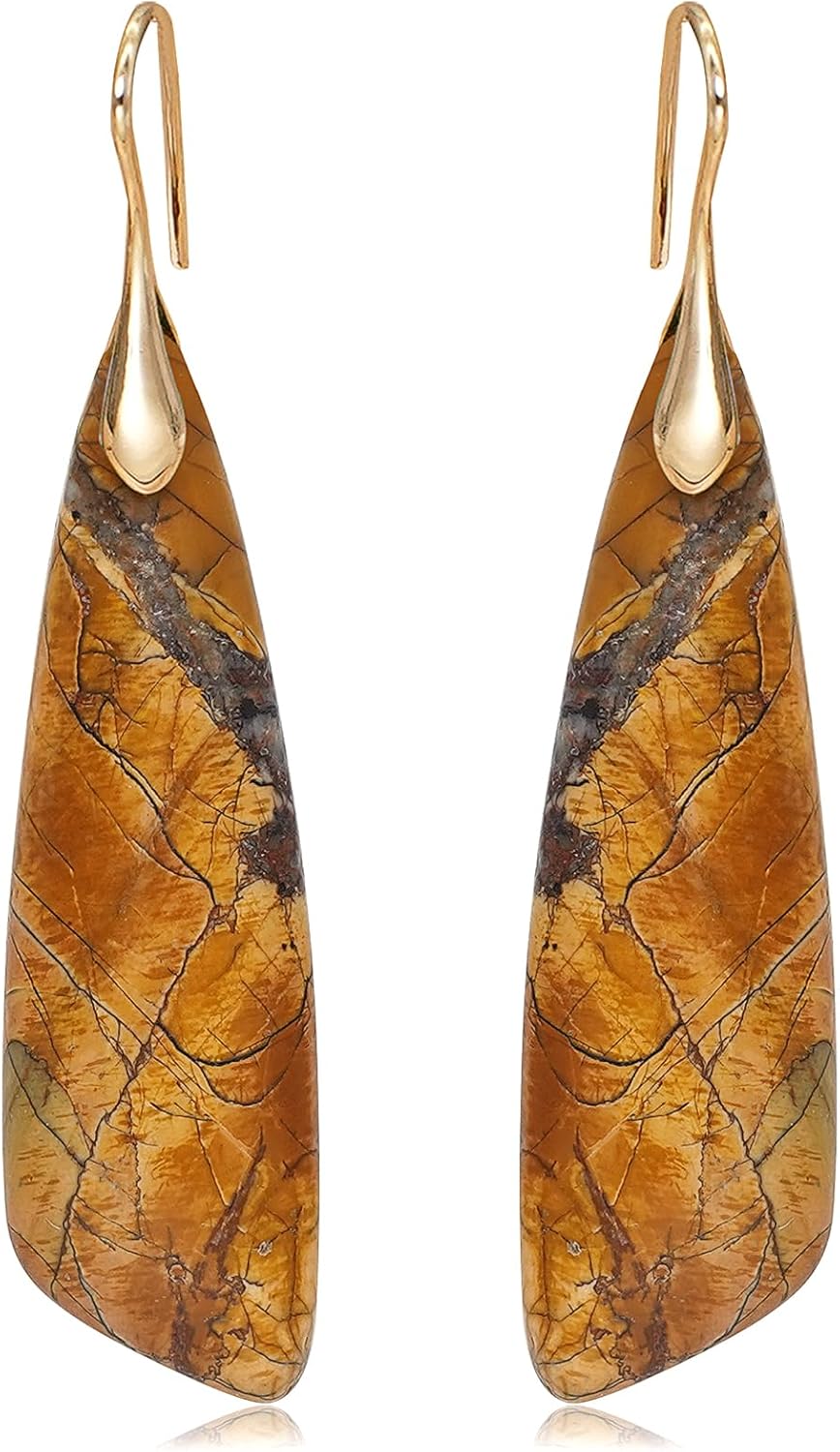 Natural Stone Triangle Boho Dangle Earrings