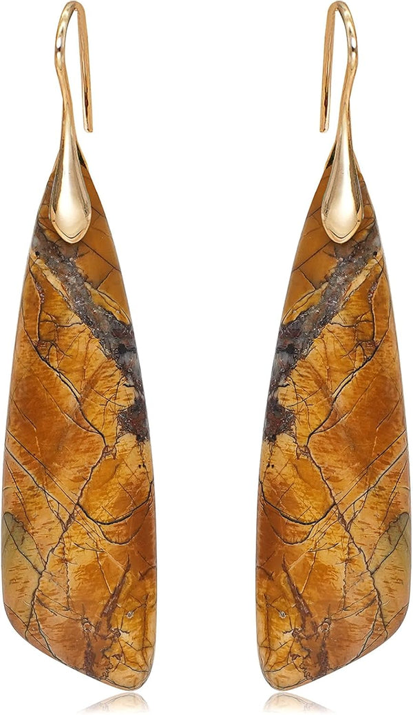 Natural Stone Triangle Boho Dangle Earrings