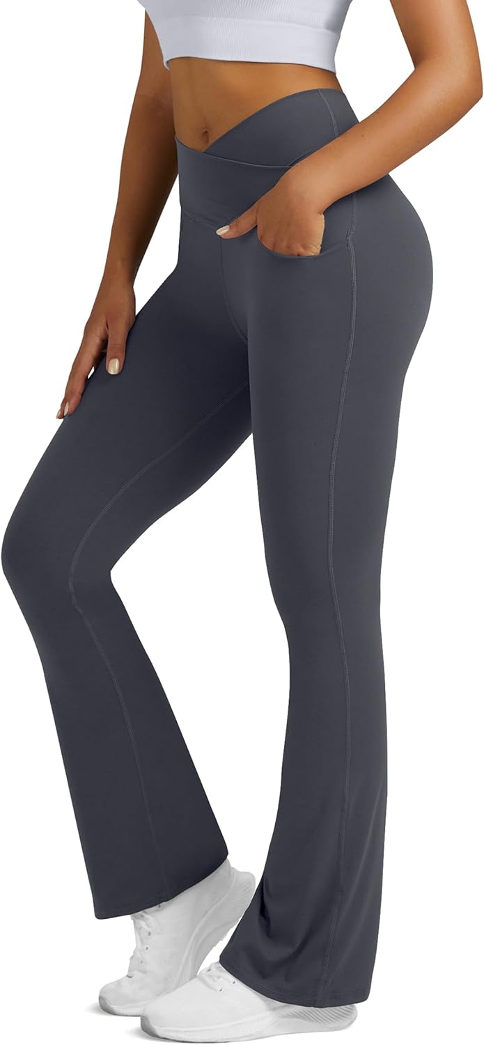 Flare Leggings For Women Yoga Pants With Pockets High Waisted